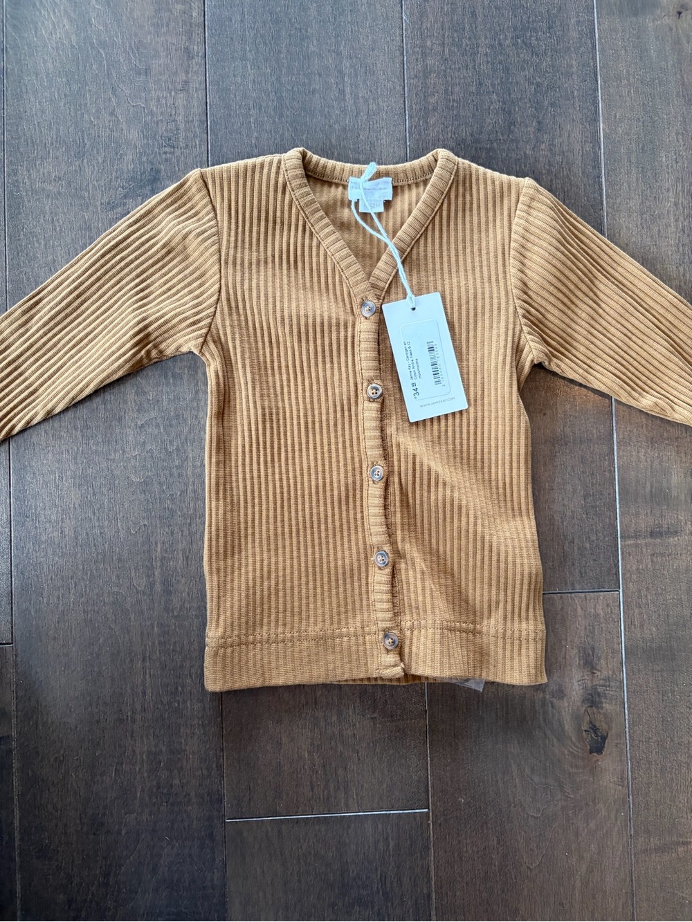 Jamie Kay Ribbed Button Cardigan in Camel
